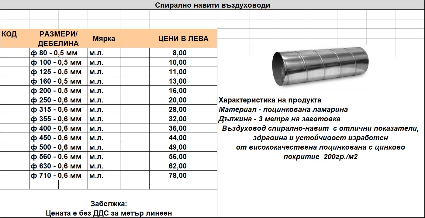 КРЪГЛИ ВЪЗДУХОВОДИ /СПИРАЛНО НАВИТИ /